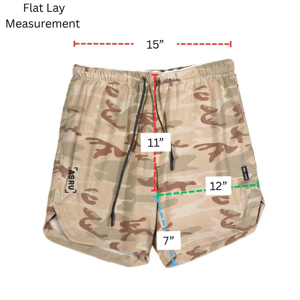 ASRV Training Shorts Mens Medium Tan Camo Mesh Unlined Athletic Gym DSG-0155